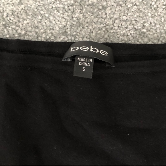 euc BEBE black knit slim tight Y2K 2000s sweater top real fur cuffs S Small - Picture 2 of 5